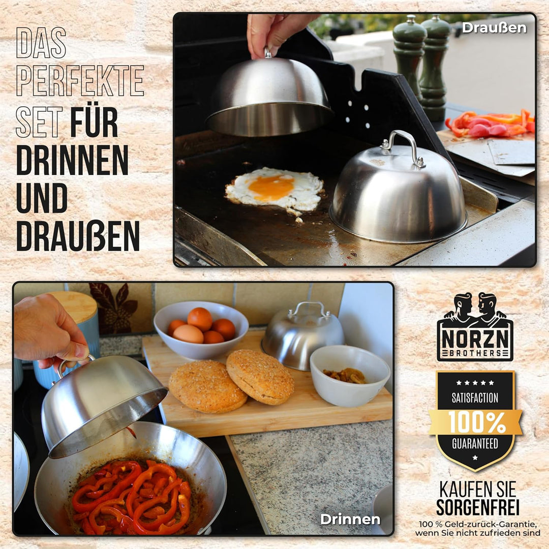 Burger Glocke Set – Burgerglocke Edelstahl 304, Grillglocke, Schmelzglocke, Grill Glocke, Burger Hau