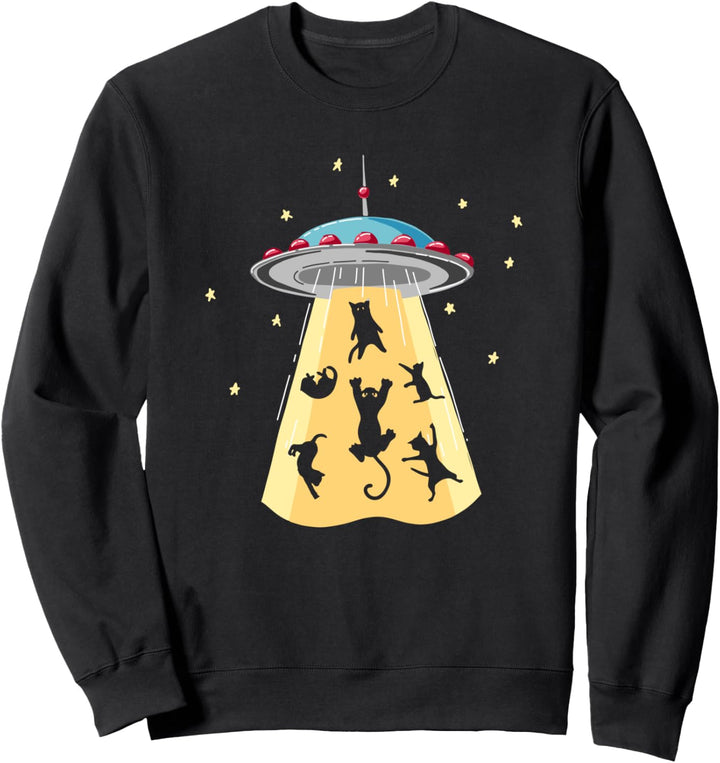 UFO Katzen Kätzchen Weltraum Planeten Sterne Galaxy Sweatshirt