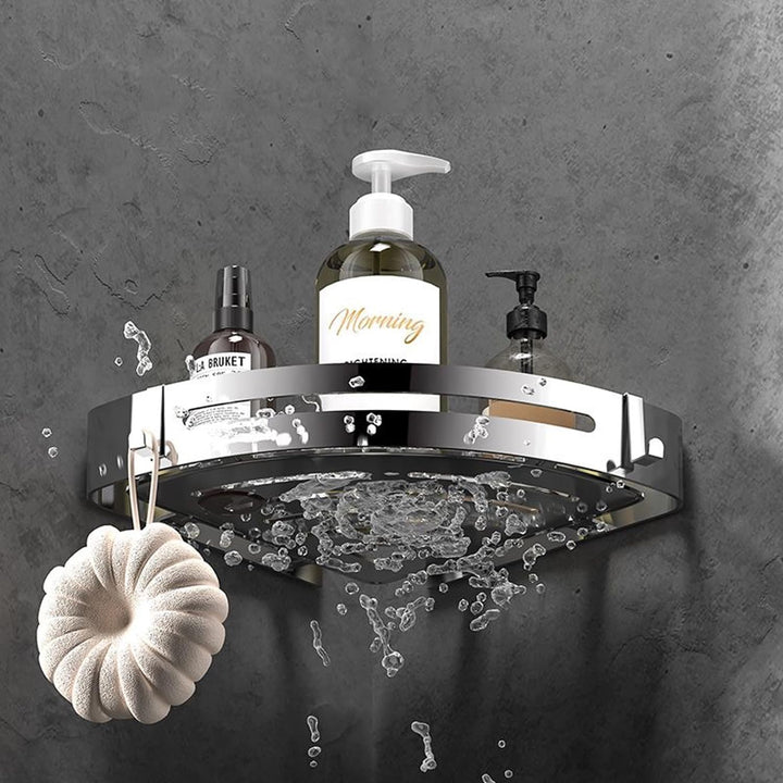 RCQD Duschablage Ohne Bohren,Duschregal Ecke 2 Stück,Duschablage Edelstahl Selbstklebend Mit 4 Haken