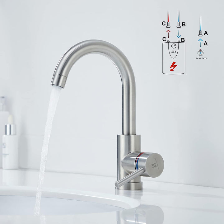 HOMELODY Niederdruck Wasserhahn Bad/Küche 360° Drehbar Badarmatur Küchenwasserhahn Einhebelmischer W