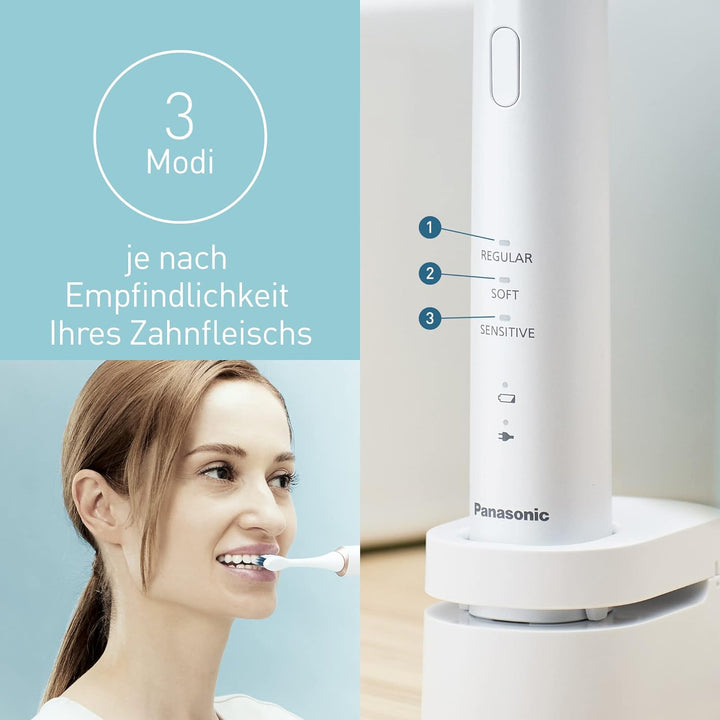 Panasonic EW-DC12 Elektrische Zahnbürste mit Schallschwingungen, 3 Verwendungsmodi, horizontal, perf