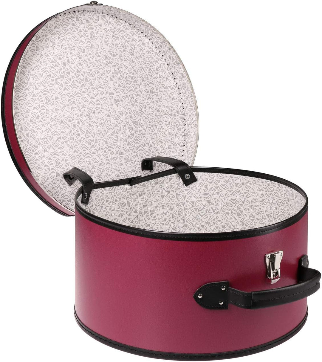 LIERYS runder Hutkoffer - Masse: 40 cm x 21 cm - grosse Hutschachtel mit Kunstleder - Hutbox zur Auf
