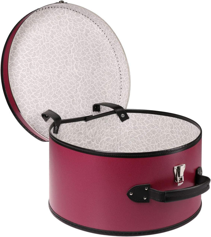 LIERYS runder Hutkoffer - Masse: 40 cm x 21 cm - grosse Hutschachtel mit Kunstleder - Hutbox zur Auf