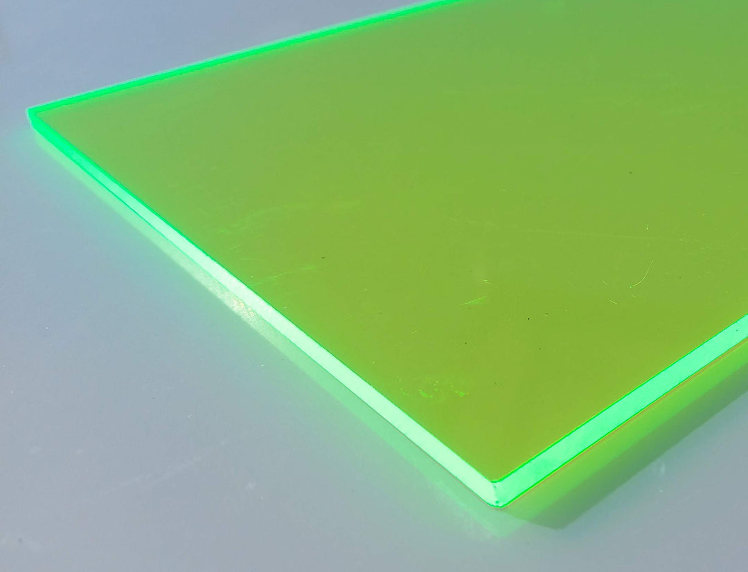 Platte Acrylglas GS, 1000 x 500 x 5 mm, Fluoreszierend grün Zuschnitt alt-intech®