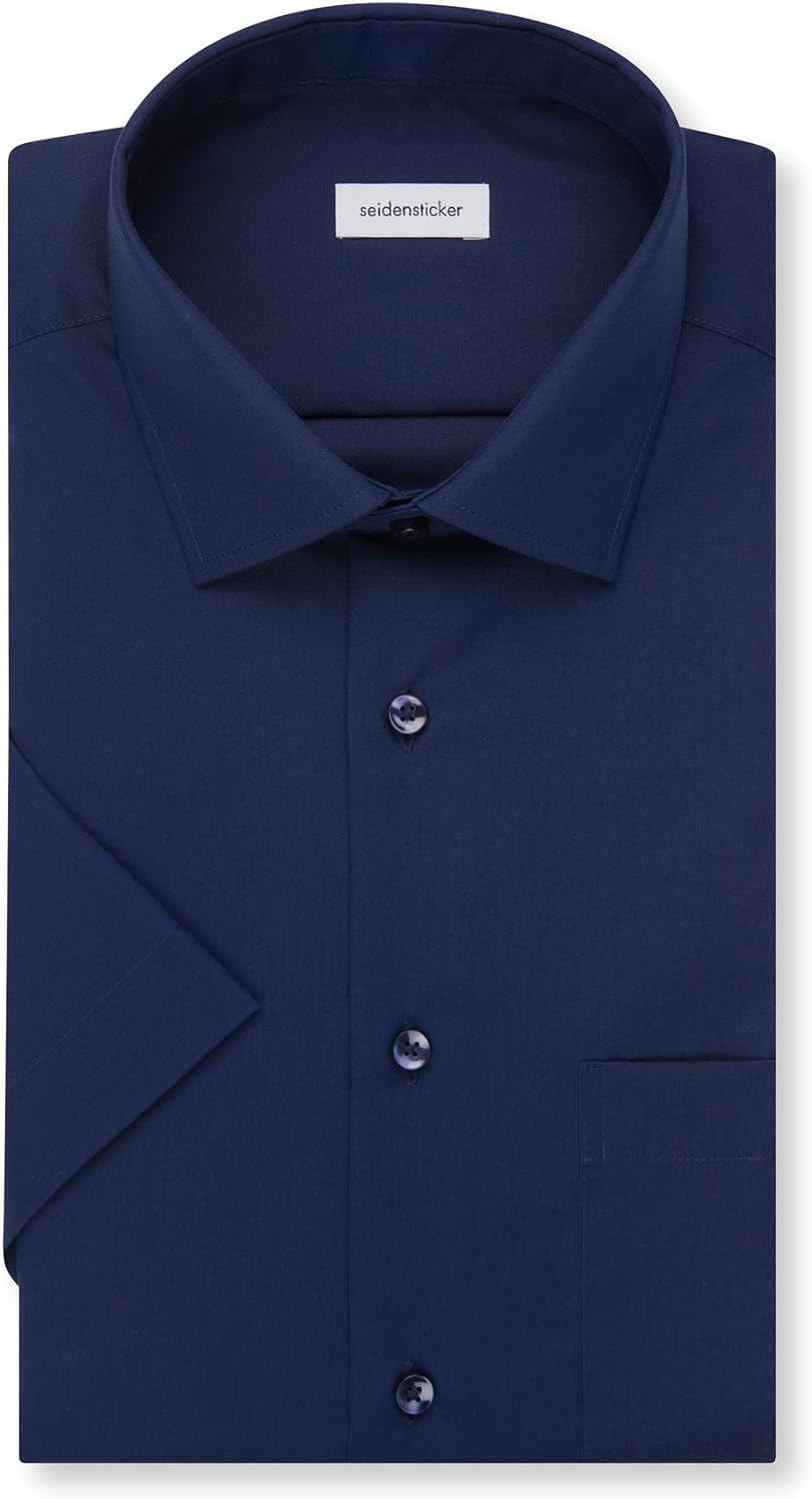 Seidensticker Herren Men Regular Shortsleeve Businesshemd 38 Dunkelblau(001001), 38 Dunkelblau(00100