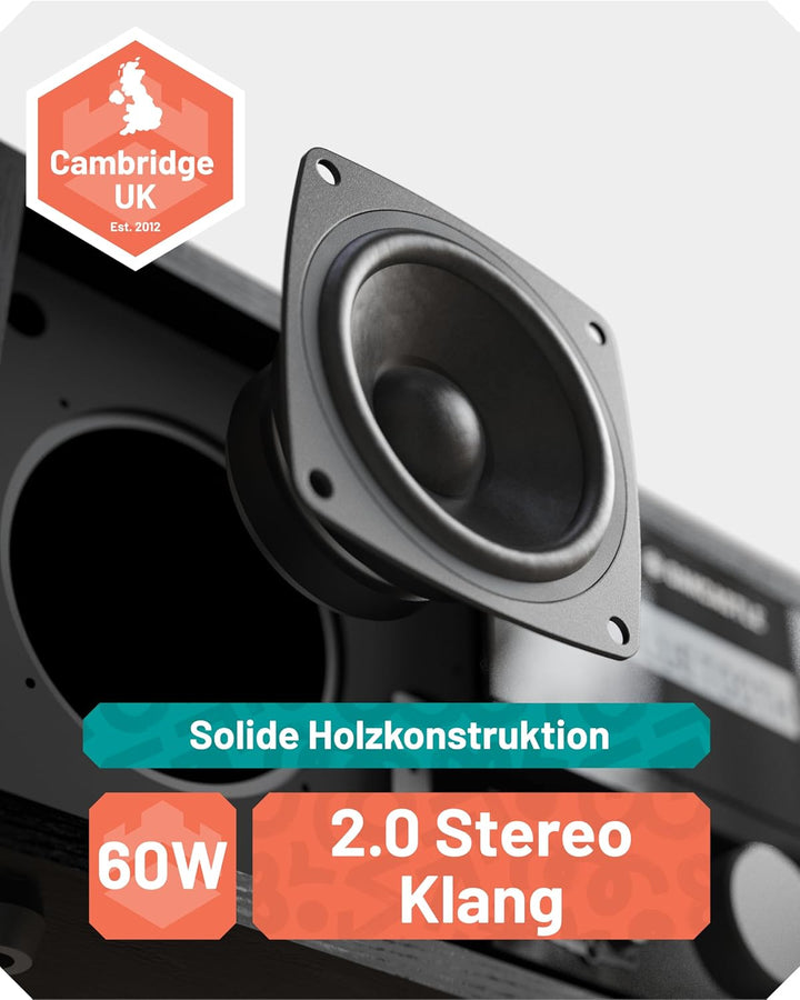 Dab+ Bluetooth Radio und CD-Player | 60 W Stereoanlage für zu Hause | integrierte Lautsprecher, LED-