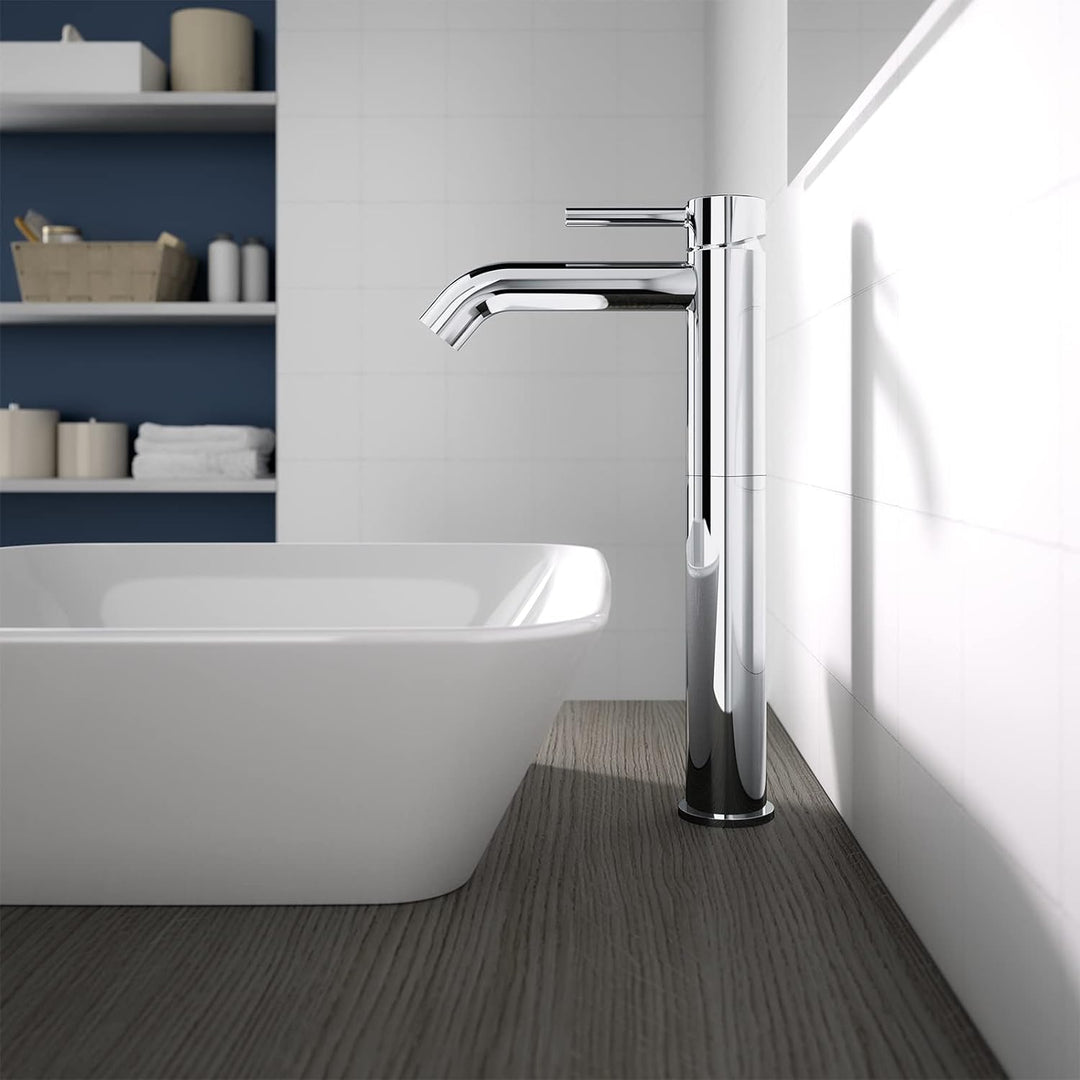 Ideal Standard BC194AA Ceraline Waschtischarmatur verlängerter Sockel mit Zugknopf-Ablaufgarnitur, C