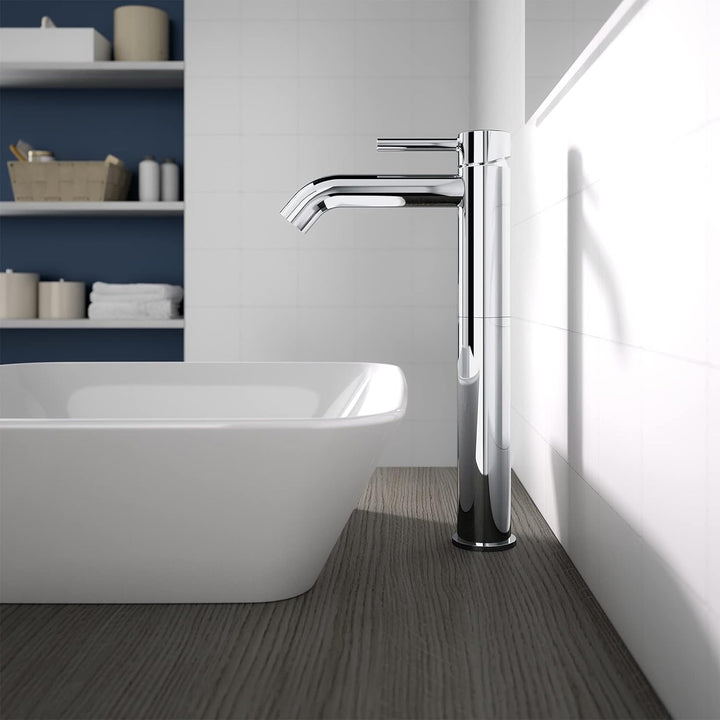 Ideal Standard BC194AA Ceraline Waschtischarmatur verlängerter Sockel mit Zugknopf-Ablaufgarnitur, C