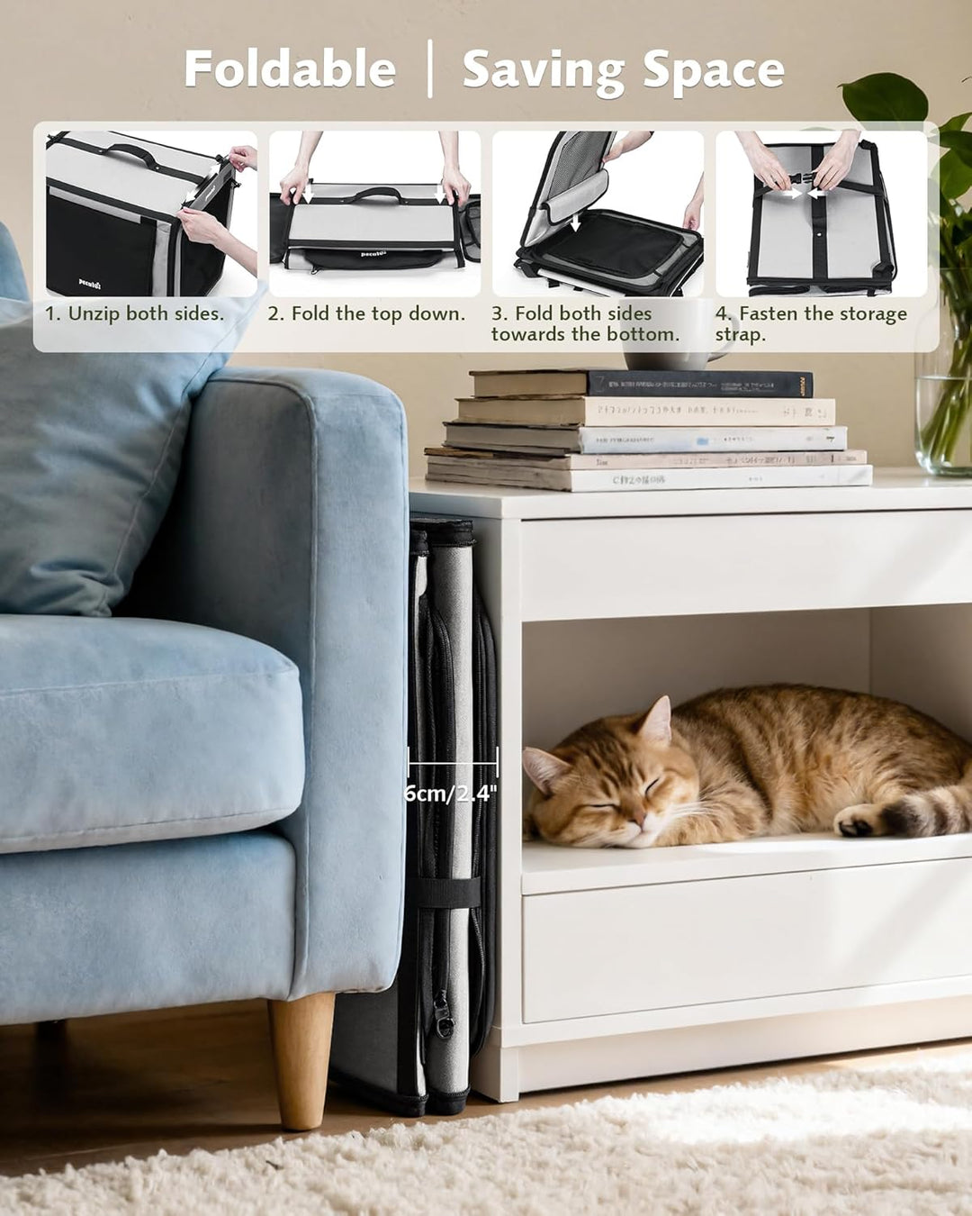 pecute Hundetransportbox Stabil Hundebox Auto Faltbar Transportbox Hund 61 x 52 x 45 cm, Leicht Katz