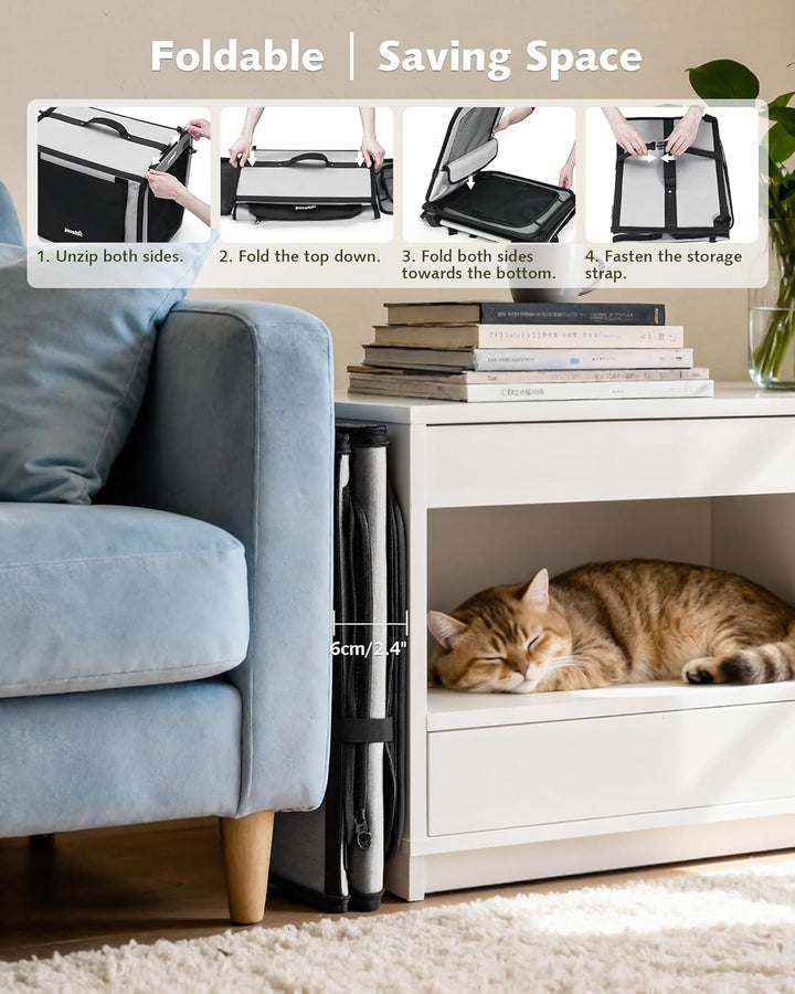 pecute Hundetransportbox Stabil Hundebox Auto Faltbar Transportbox Hund 61 x 52 x 45 cm, Leicht Katz