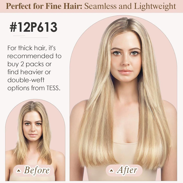TESS Clip in Extensions Echthaar, 8pcs Clip in Haarverlängerung Remy Echt Haare Natürliche 18 Clips