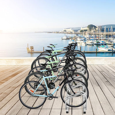 COSTWAY Fahrradständer Standparker Bodenständer Aufstellständer mit 4/5/6 Fahrrad Stellplätze, Mehrf