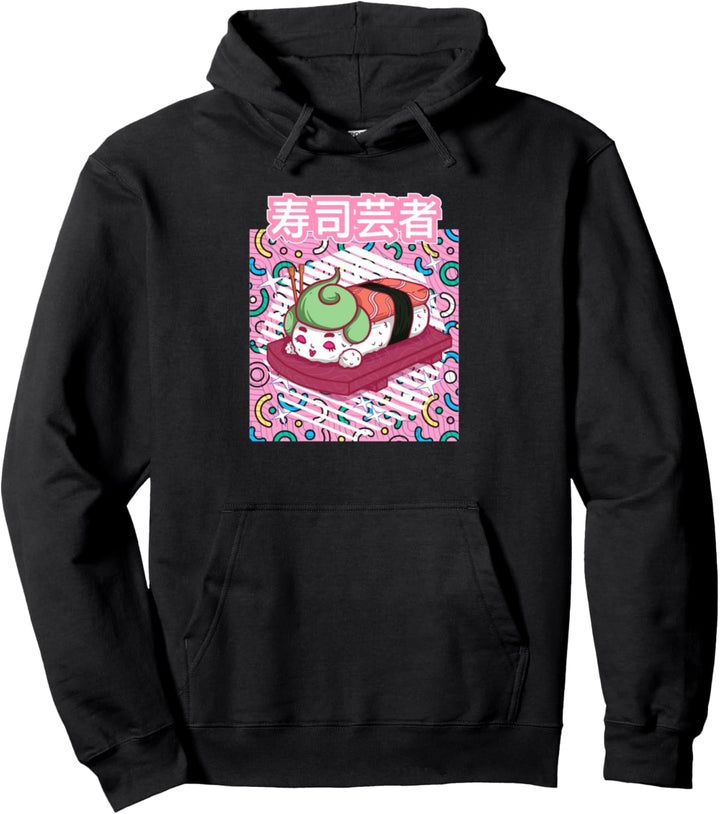 Funny Retro 90s Japan Kawaii Sushi Geisha Pullover Hoodie