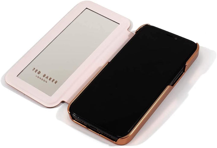 Ted Baker Spiegel-Schutzhülle für iPhone 14 Plus, Rotgold-Glitzer, iPhone 14 Plus