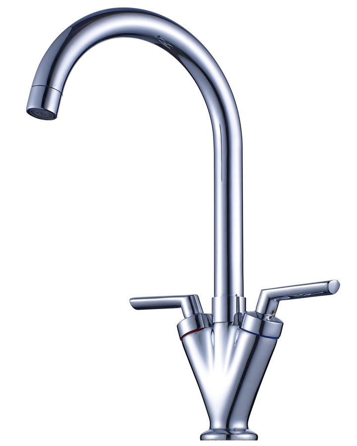 Xcel Home Chrom Küchenarmatur mit Doppelhebel &amp; 360° Schwenkauslauf, 1 Wasserhahn, inklusive Schläuc