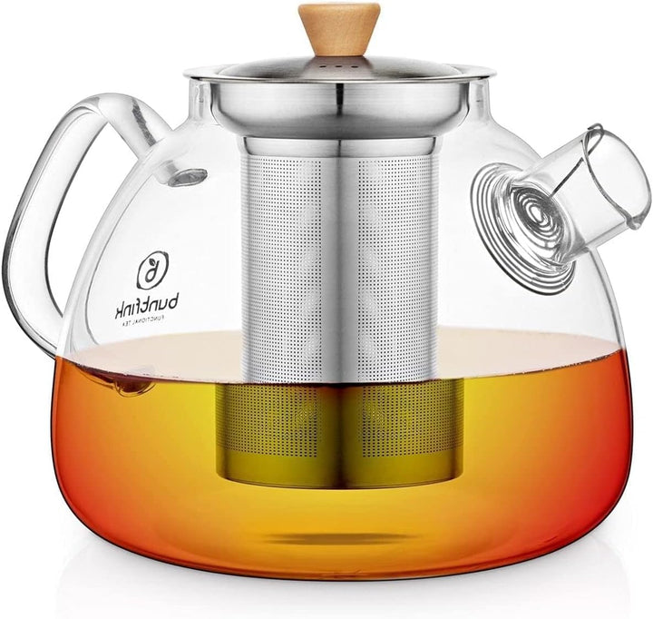 buntfink®„TeaPot“ Teekanne Glas mit Siebeinsatz für 1.300 ml I Glasteekanne mit Siebeinsatz aus Boro