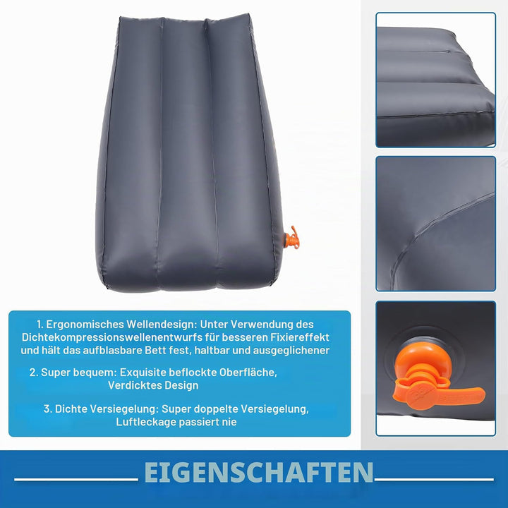 Auto Vordersitz Aufblasbare Matte Schlafmatte zum Nickerchen Tiefgrau