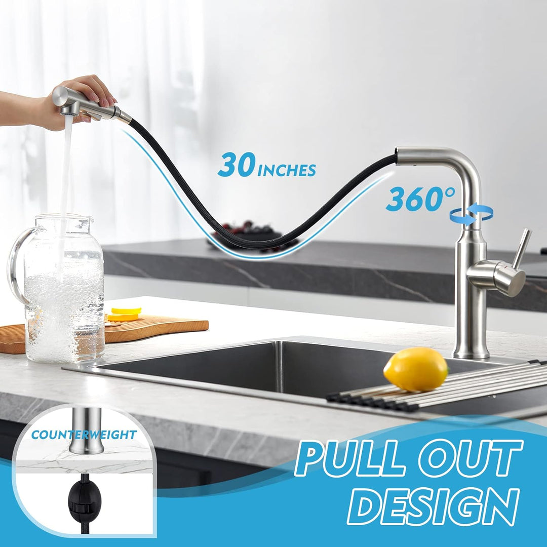 CREA Wasserhahn Küche mit Brause, Küchenarmatur mit 2 Strahlarten, Ausziehbarer Spültischarmatur Küc