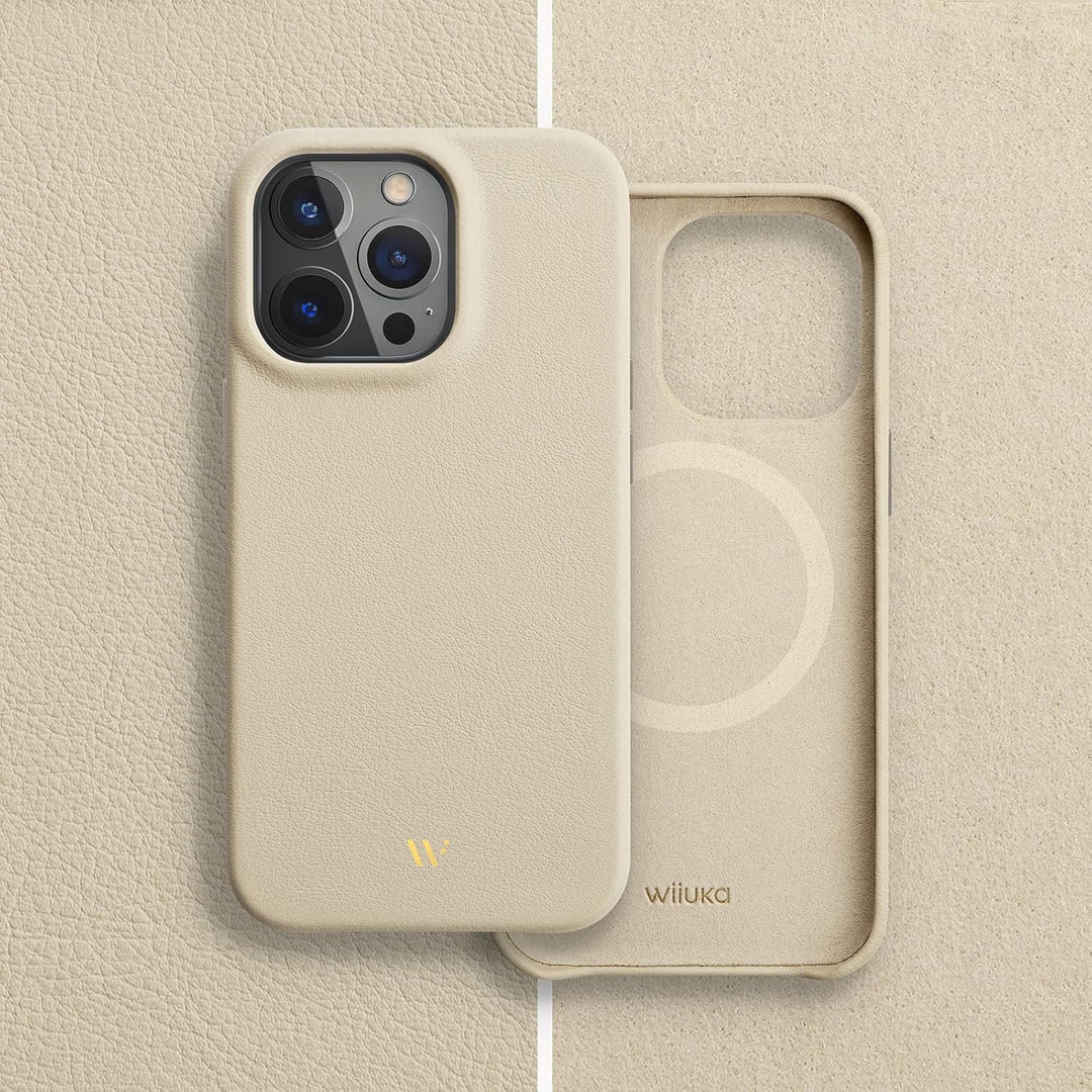 WIIUKA Hülle für iPhone 14 Pro Max, Leder aus Deutschland, Lederhülle extra Dünn, Premium Handyhülle