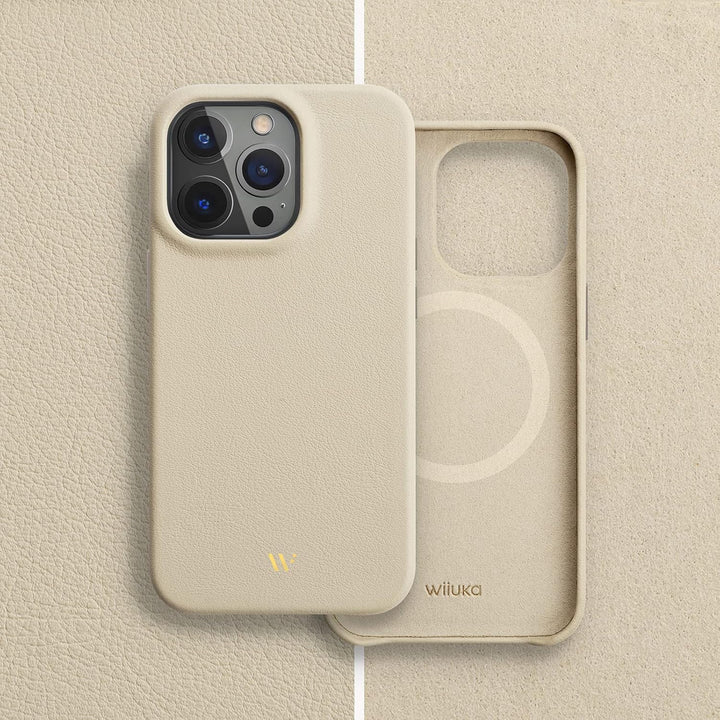 WIIUKA Hülle für iPhone 14 Pro Max, Leder aus Deutschland, Lederhülle extra Dünn, Premium Handyhülle