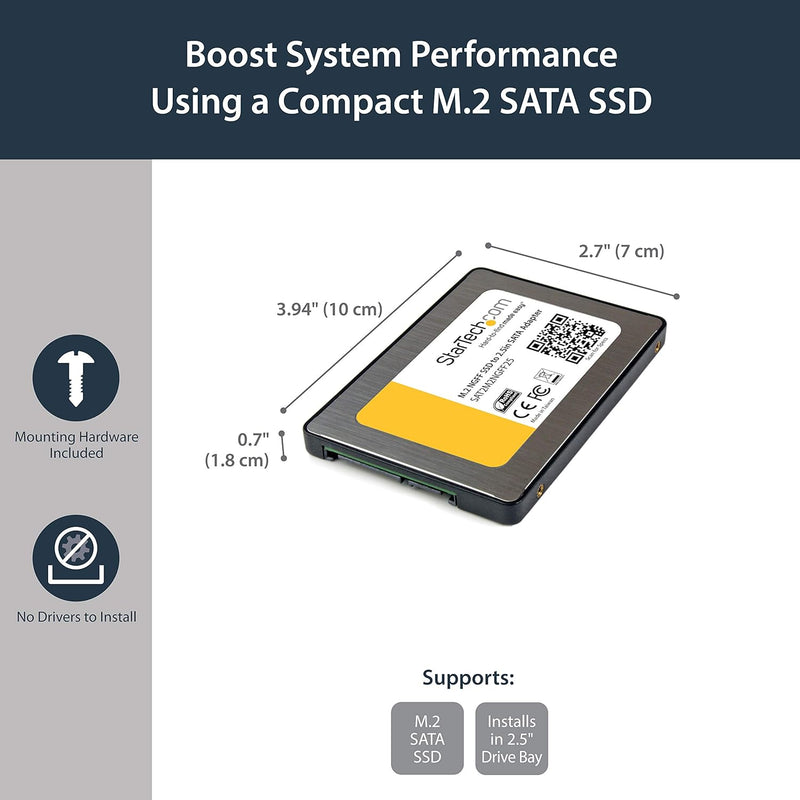 StarTech.com M.2 auf SATA III Adapter - M2 SSD zu S-ATA Einbaurahmen - NGFF Solid State Drive zu 2,5