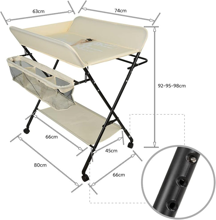 Kedia Baby Wickeltisch, Multifunktions-Wickelkommode, Babypflegetisch, Mobiler Wickeltisch mit Ablag