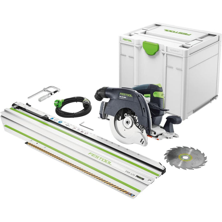 Festool Handkreissäge HK 55 EBQ-Plus-FSK 420 (mit Kreissägeblatt, Innensechskantschlüssel, Kappschie