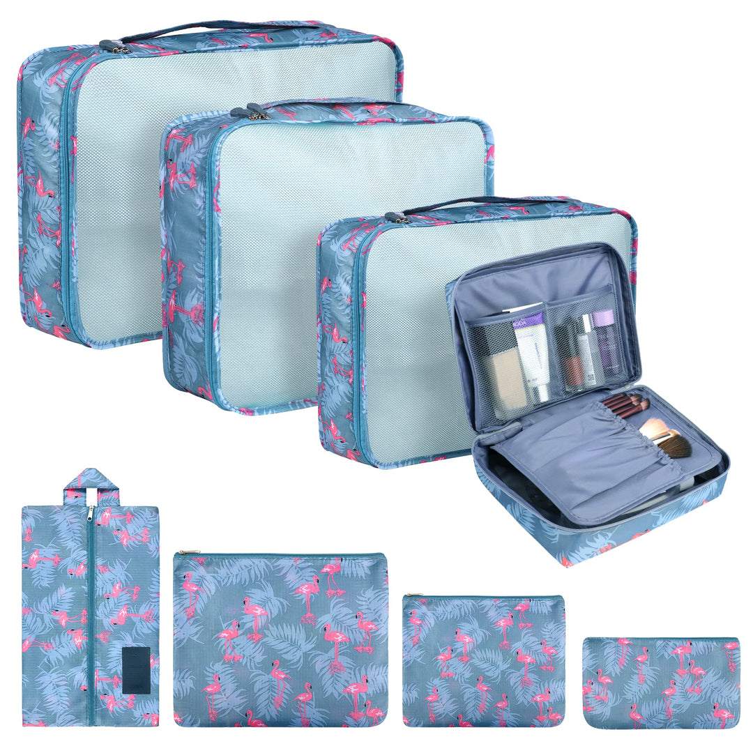 Coolzon Packing Cubes Koffer Organizer, 8 Stück Kofferorganizer Packtaschen Packwürfel mit Schuhbeut