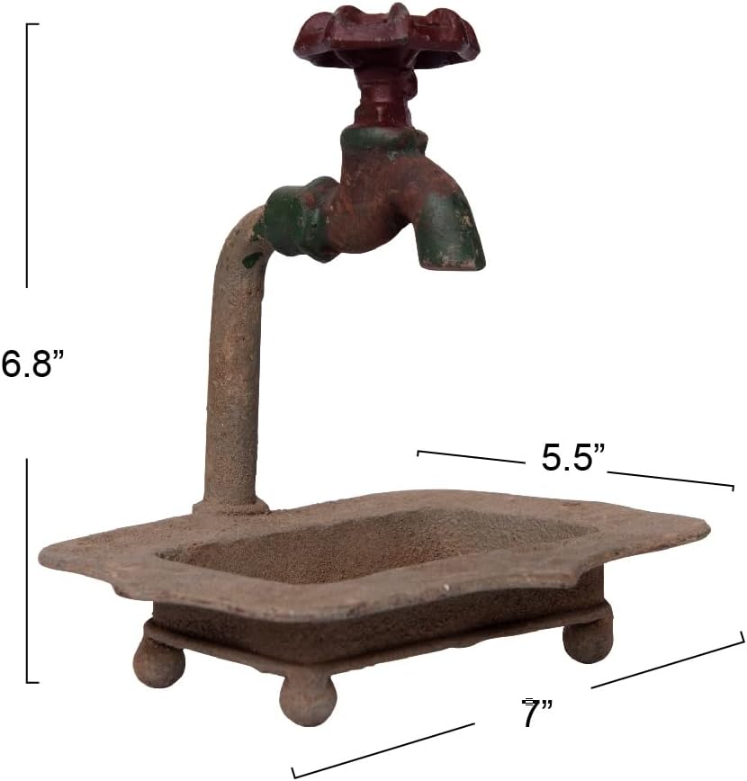 Creative Co-op Secret Garden Decorative Iron Soap Holder with Faucet