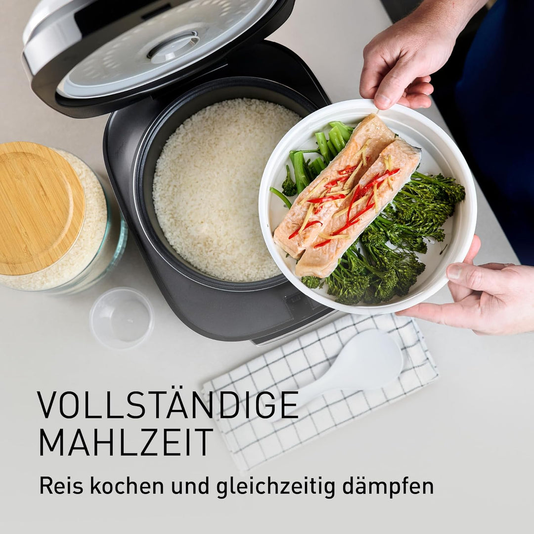 Panasonic SR-DA152KXE Automatischer Reiskocher mit Dampfgarer, Fuzzy-Logik, Wasserverhältnisanzeige,