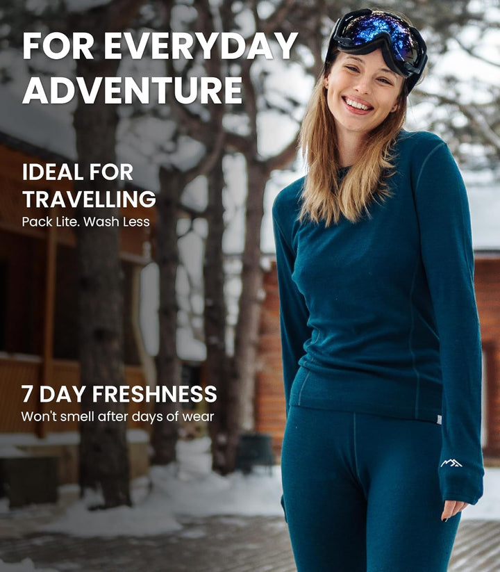 Merino.tech Merino Shirt Damen Langarm - Premium 100% Merino Unterwäsche Damen Langarmshirt, Sportun