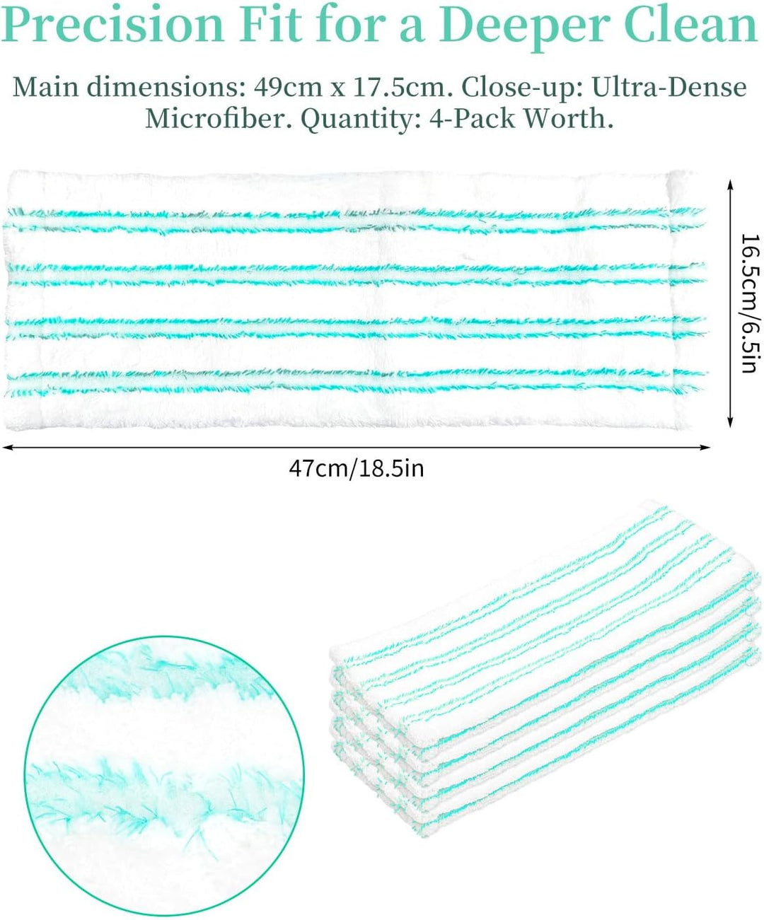 Yikki Bodenwischer Ersatzbezug für Leifheit Profi XL Micro Duo/Cotton Plus | 4 Stück Mikrofaser Ersa