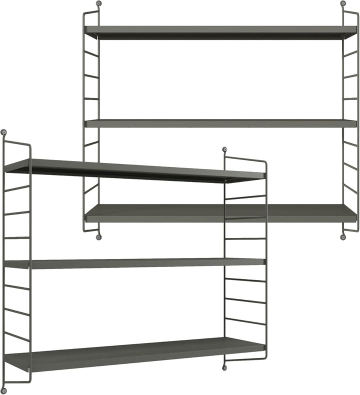 [en.casa] Modulares Wandregal Strängnäs 2er Set Metallregal Anthrazitgrau Hängeregal mit 3 Regalböde