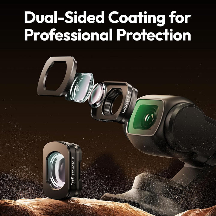 ULANZI F35 Pocket 3 Weitwinkelobjektiv, 112° Weitwinkelobjektiv kompatibel mit DJI Osmo Pocket 3 Zub