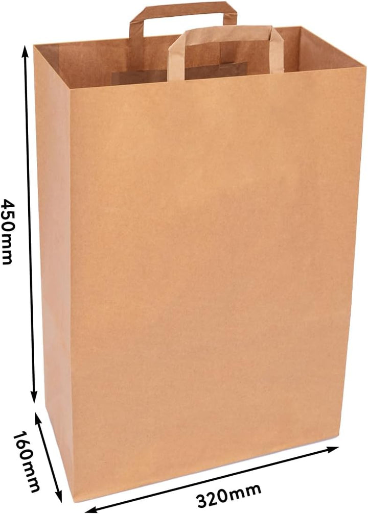 verpacking Papiertragetaschen mit Flachhenkel 45 x 32 x 16 cm Braun - Papiertüten Bio Papiertasche K
