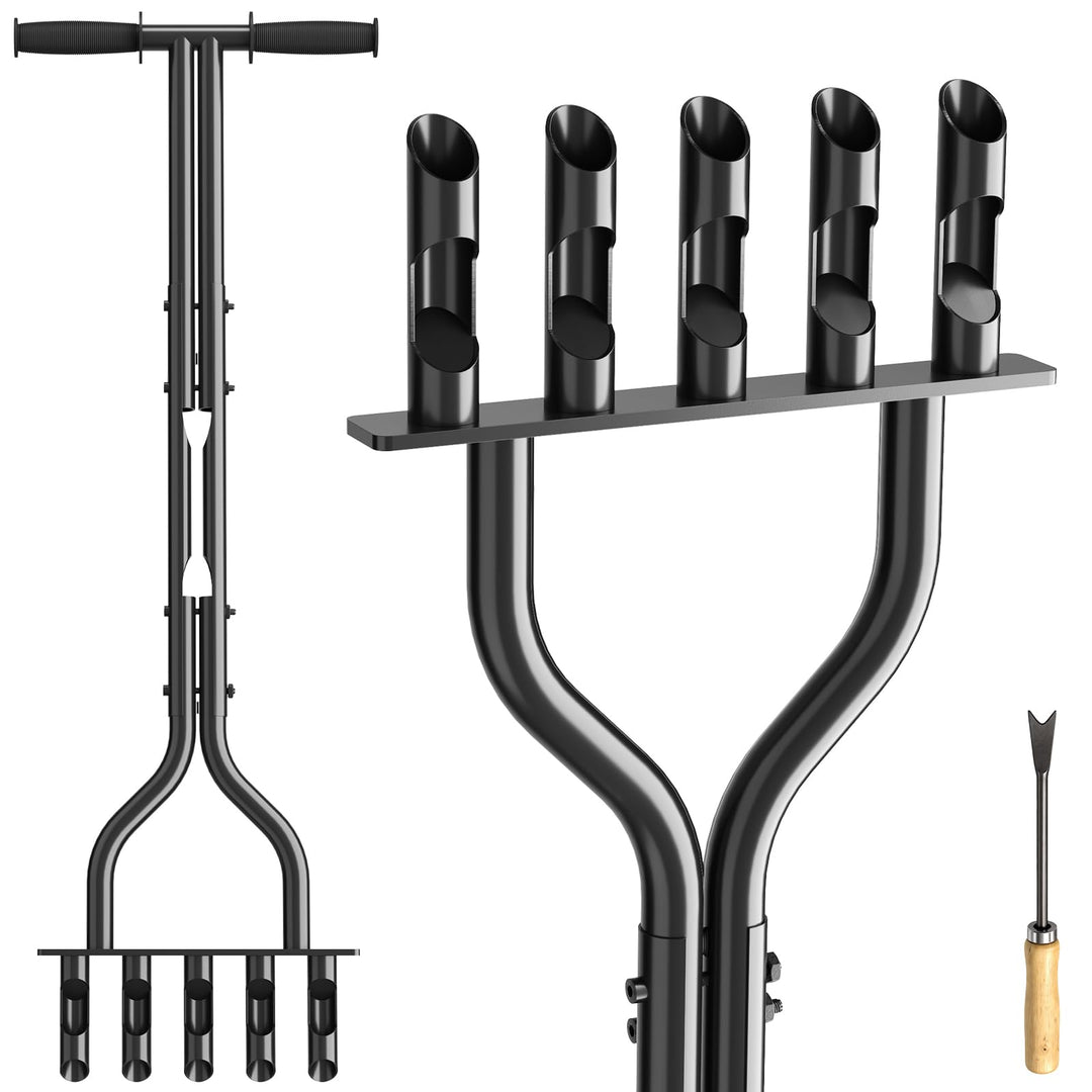 Rasenlüfter für Garten, Aerifizierer für Rasen mit 5 Löchern und rutschfestem Gummigriff, Manueller