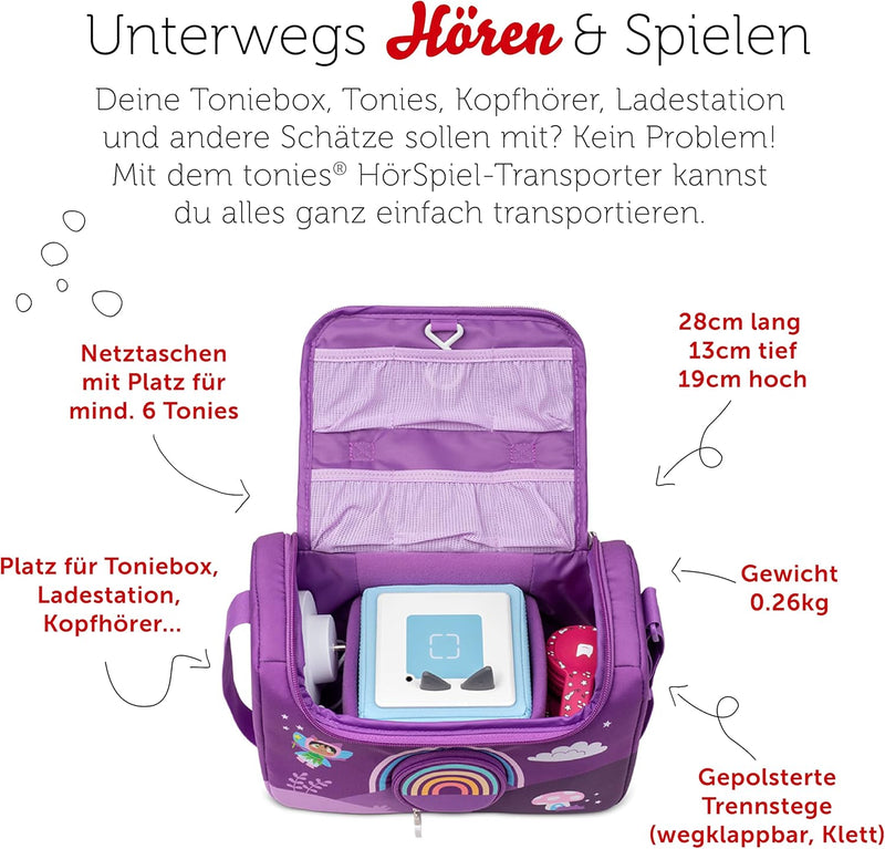 tonies HörSpiel-Transporter Hinter dem Regenbogen, Transporttasche für Mind. 6 Hörfiguren und Tonieb