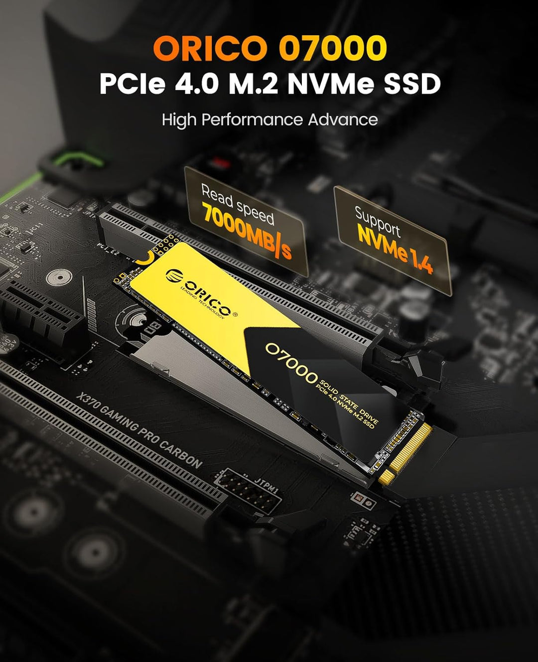 ORICO NVMe M.2 SSD 1TB, PCIe 4.0 x 4, 7000 MB/s Lesen, 6500 MB/s Schreiben, M2 2280 Interne SSD mit