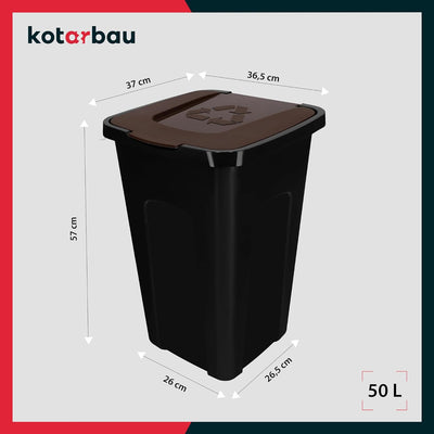 KOTARBAU® Abfalleimer 50l Mülltrennung Deckel in Braun Polyethylen Mülltonne 50l Abfalltonne mit Dec