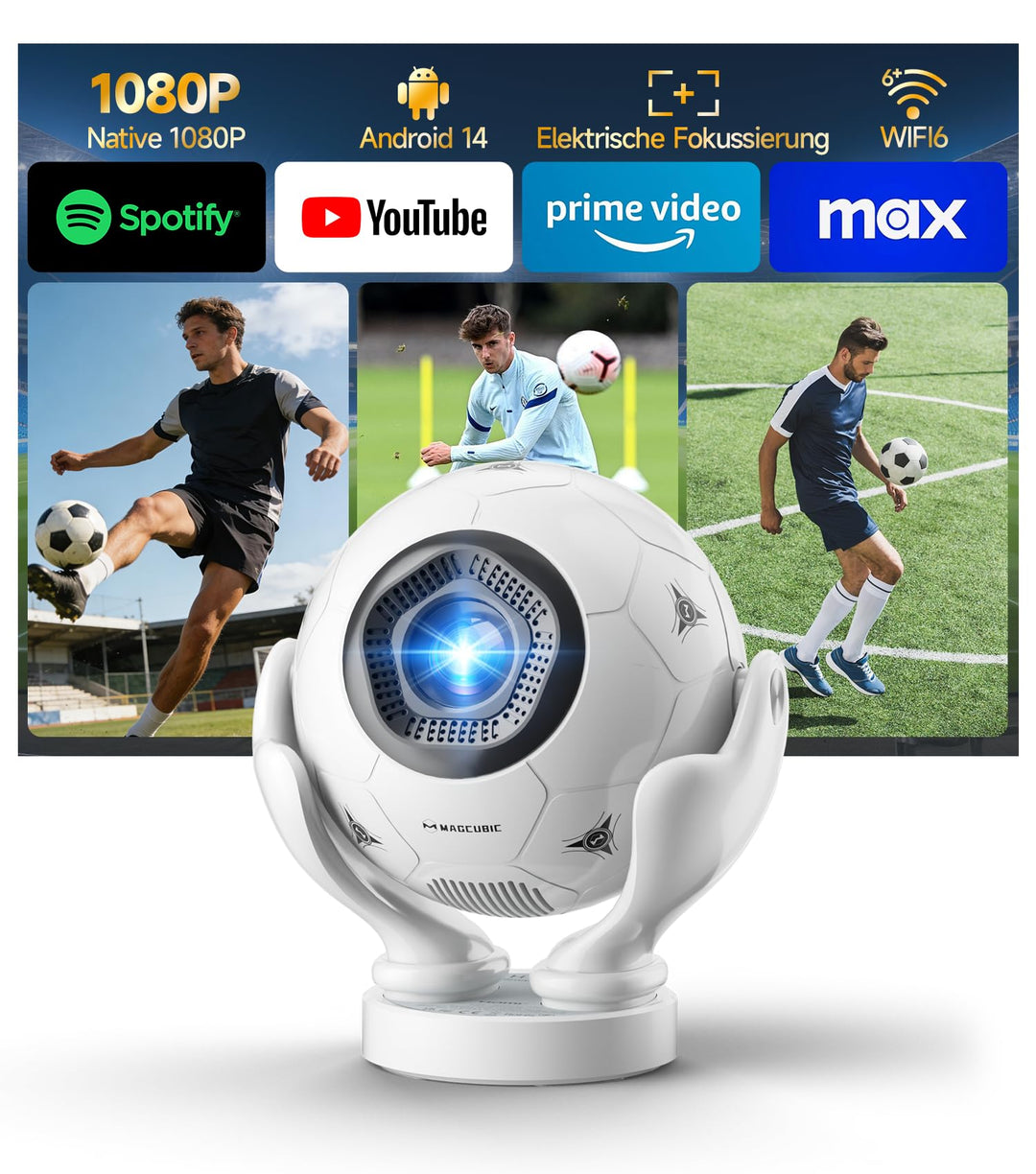 Magcubic Mini Beamer 4K mit Native 1080P Full HD &amp; 400 ANSI Lumen, Android 14 Portable Projektor ide