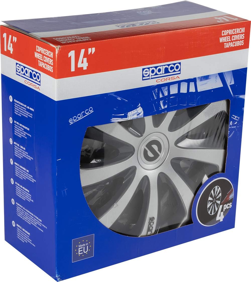 SPARCO SPC1473SVGR Sicilia 4 Stück Radzierblenden, Silber/Grau, 4 Stück, 14" 14" Silber/Grau, 14" Si