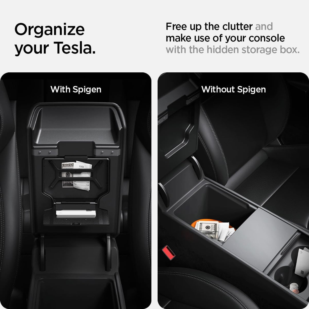 Spigen Tesla Model Y Juniper 2025 2026 Model 3 Highland 2025 2026 One-Touch Versteckte Aufbewahrungs
