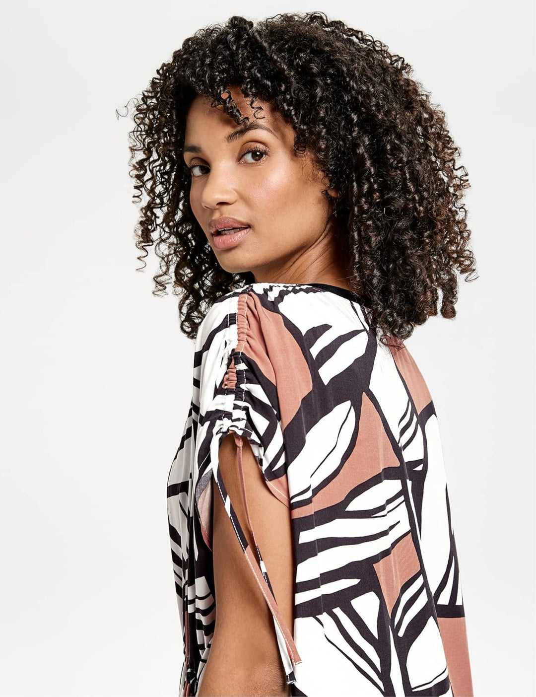 Taifun Damen Gewebe Kleid 42 Offwhite Gemustert, 42 Offwhite Gemustert