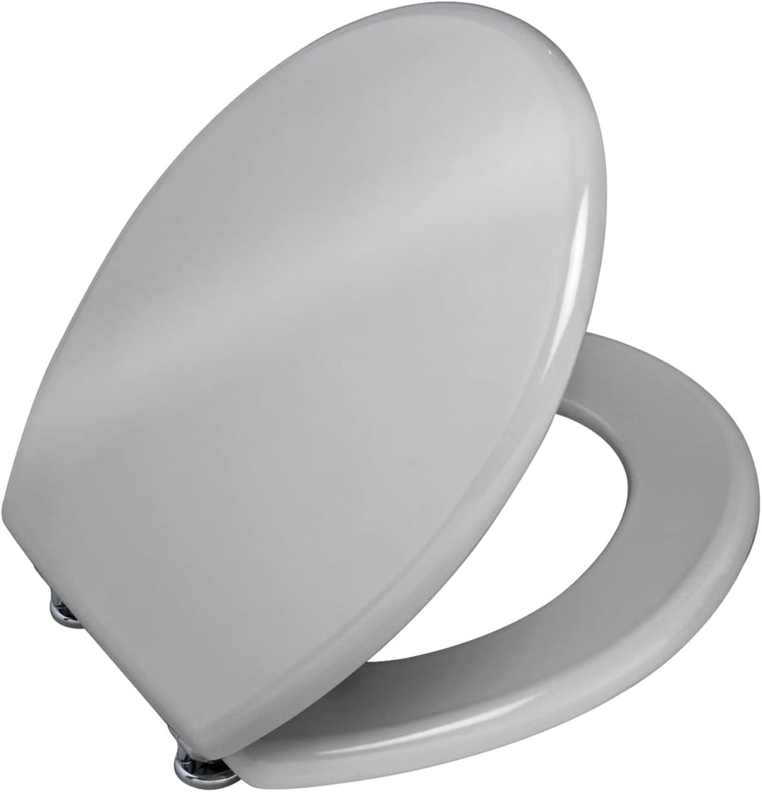 WENKO WC-Sitz Prima Silber glänzend, hochwertiger Toilettensitz im Retro-Style, WC-Deckel inkl. Wand
