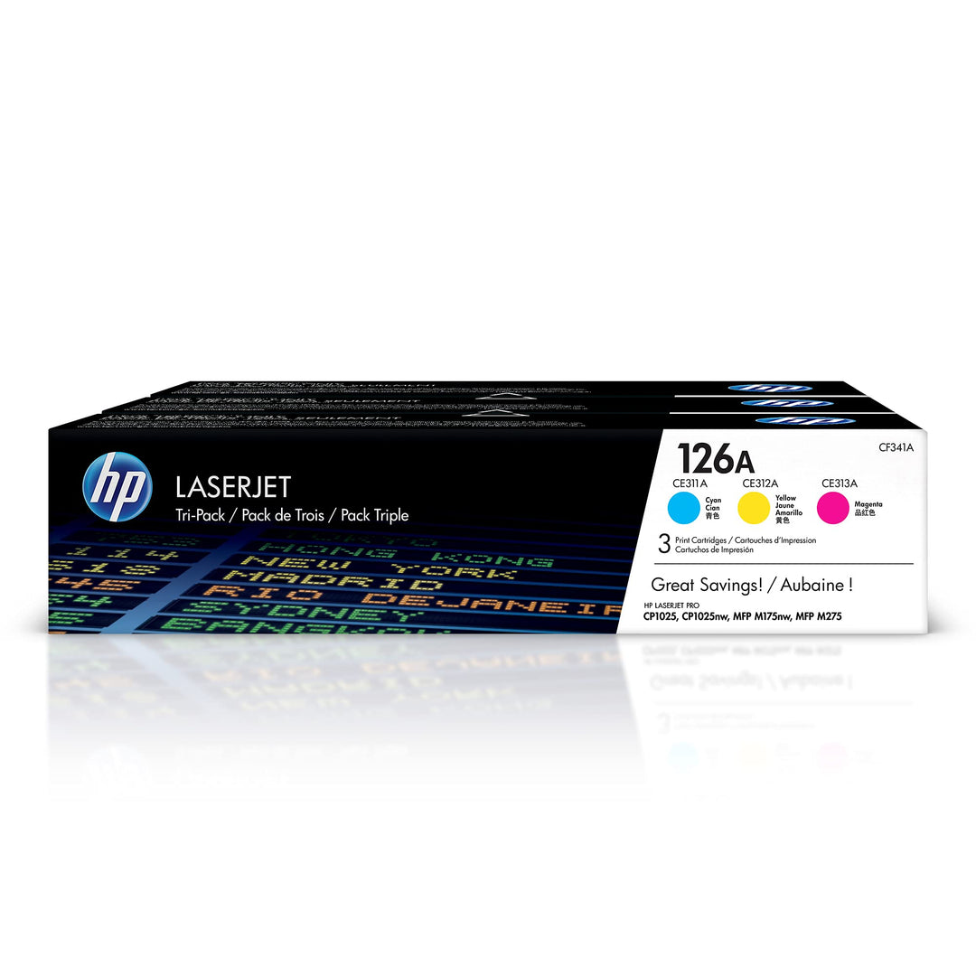 HP 126A CF341A 3er-Pack, Original Tonerkartuschen, HP LaserJet Pro Drucker, Cyan, Magenta, Gelb Mult