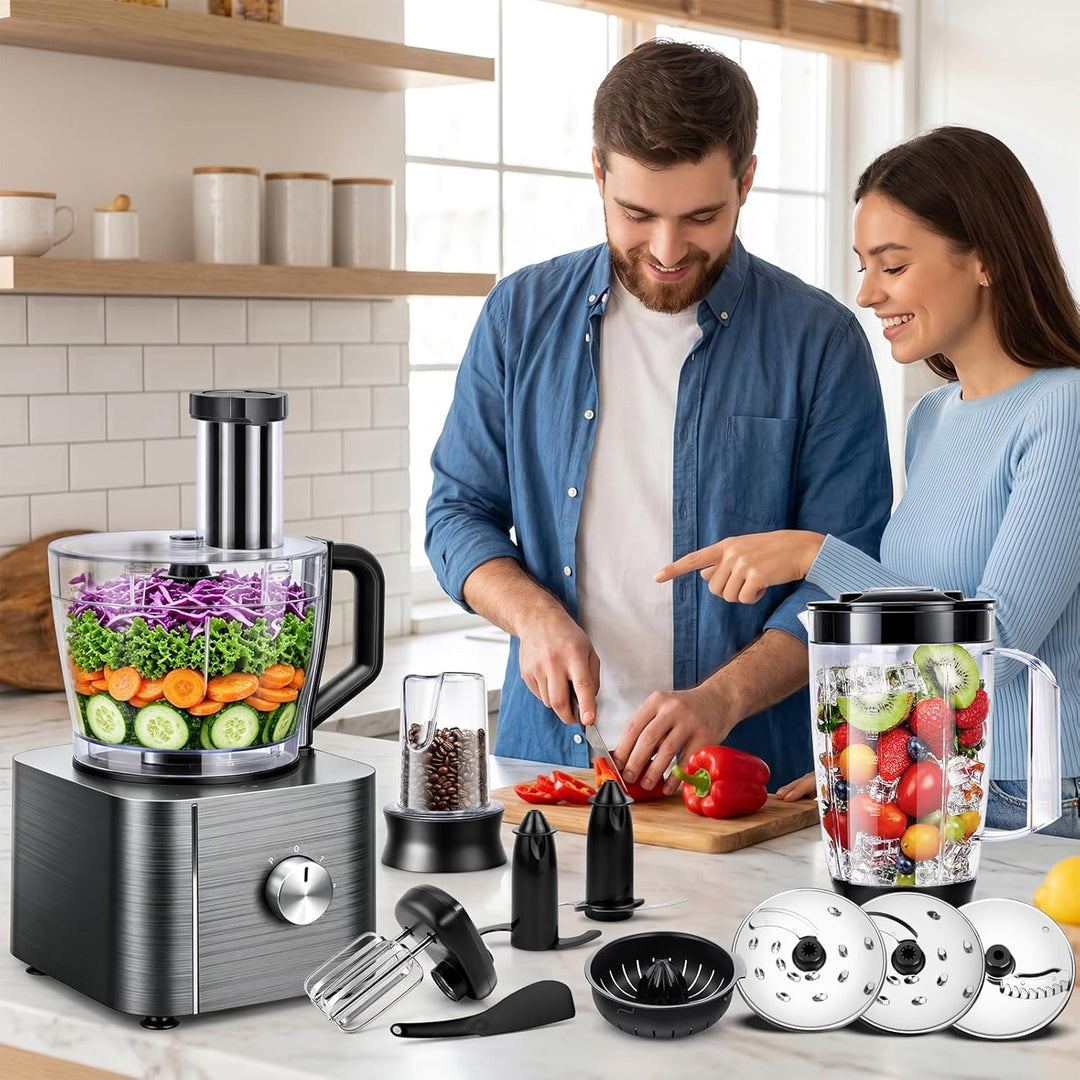 TopStrong Küchenmaschine 1100W,Küchenmaschine Multifunktions,11 Funktionen Food Chopper Prozessor,3,