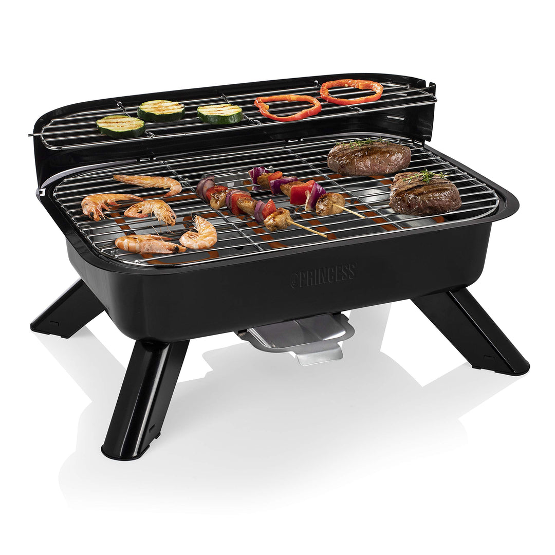 Princess Hybridgrill - geeignet als Elektro- oder Holzkohlegrill, mit 0,7 M Kabelzuleitung, regelbar