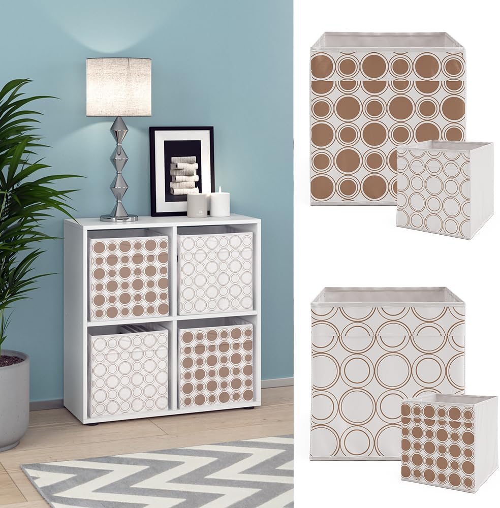 Vicco Raumteiler Tetra, Weiss, 72 x 72.6 cm mit 4 Faltboxen Opt.2 Raumteiler 73x72 cm mit Faltbox Re