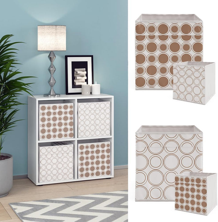 Vicco Raumteiler Tetra, Weiss, 72 x 72.6 cm mit 4 Faltboxen Opt.2 Raumteiler 73x72 cm mit Faltbox Re