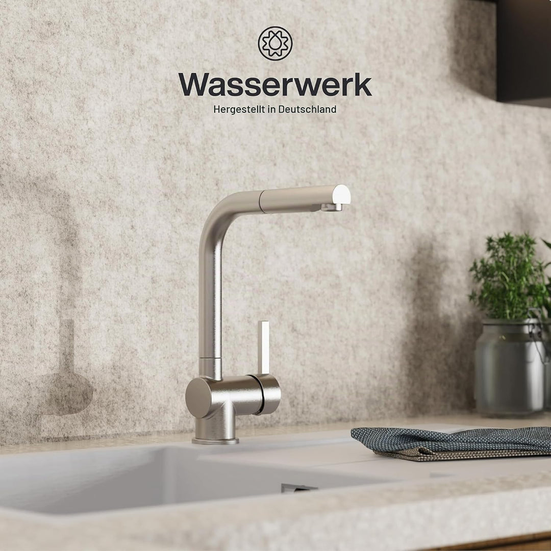 Küchenarmatur WK4 | Wasserhahn Küche | Spültischarmatur mit Ausziehauslauf | Ausziehbare Geschirrbra